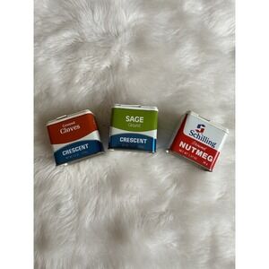 Vintage Kitchen Spice Tins Nutmeg Sage And Cloves Crescent And Schilling‎ Brands